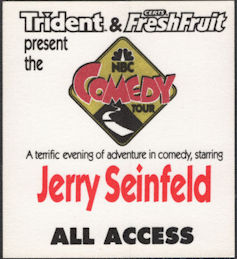 ##MUSICBP1115 - Jerry Seinfeld OTTO Cloth Backstage Pass from the 1991 NBC Comedy Tour