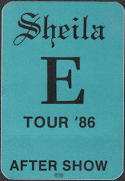 ##MUSICBP0653 - Sheila E OTTO Cloth Backstage After Show Pass from the 1986 A Love Bizzare Tour