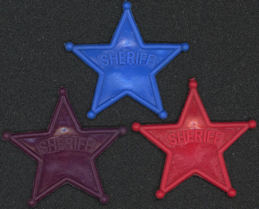 #TY453 - Groups of 10 Plastic Sheriff Dimestore Badges