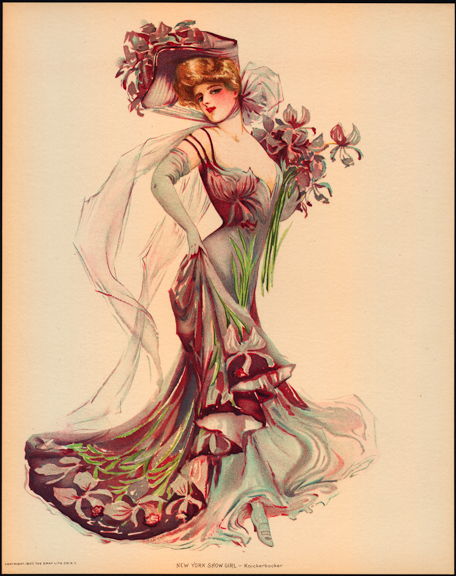 1907 Victorian Print - New York Show Girl - Knickerbocker