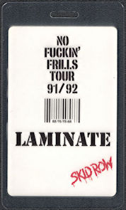 ##MUSICBP0696 - Skid Row OTTO Laminated Backstage Pass from the 1991/92 No Fu....... Frills Tour