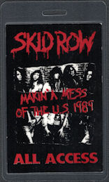 ##MUSICBP0561 - 1989 Skid Row OTTO All Access Laminated Backstage Pass from the "Makin' a Mess of the U.S." Tour