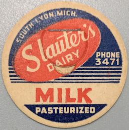 #DC286 - Slauter's Dairy Pasteurized Milk Bottle Cap - South Lyon, MI