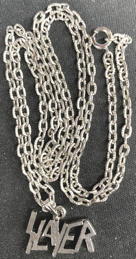 ##MUSICBQ0285 - 1980s Slayer 25" Chain Link Necklace/Pendant with Famous Slayer Logo
