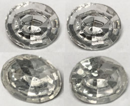 #BEADS0944 - Group of Four 10mm Clear Foil Backed Multi-Faceted Glass Rhinestones - U.S. Zone Germany