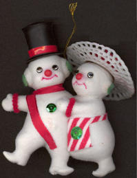 #HH146 - Good Quality Mr and Mrs Frosty the Snowman Ornament with String