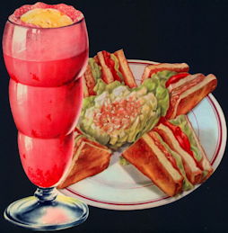 #SIGN188 - Diecut Diner Lunch Sign with Strawberry Milk Shake and Sandwiches - As low as 50¢ each