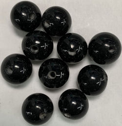 #BEADS1022 - Group of 10 11mm Shiny Black Glass Japanese Beads