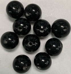 #BEADS1022 - Group of 10 11mm Shiny Black Glass...