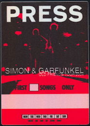 ##MUSICBP0422 - Huge Oversize Simon and Garfunkel First Song Only Backstage Press Pass from the 2004 Old Friends Reunion Tour