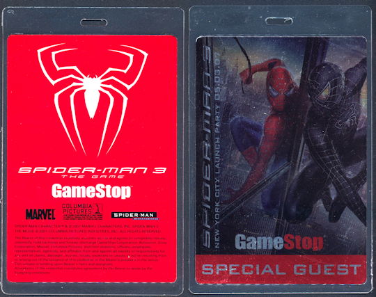 ##MUSICBP1171 - Laminated OTTO Pass from the New York City Launch of the Spider-man 3 Video Game - As low as $1.50 each