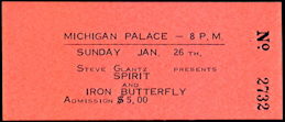 ##MUSICBPT0025 - 1975 Spirit and Iron Butterfly Ticket from the Michigan Palace