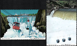 #UPaper221  - Pair of 1974 Spokane World's Fair Postcards Showing the Ride Over the Falls
