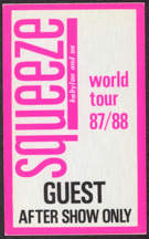 #MUSIC753 - Squeeze Cloth Backstage Pass from the 1987 Babylon and On Tour