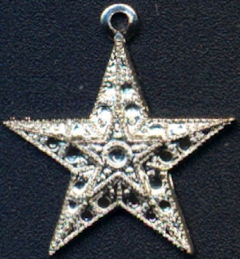 #BEADSC0289 - Group of 10 Chromed Metal Star Ch...