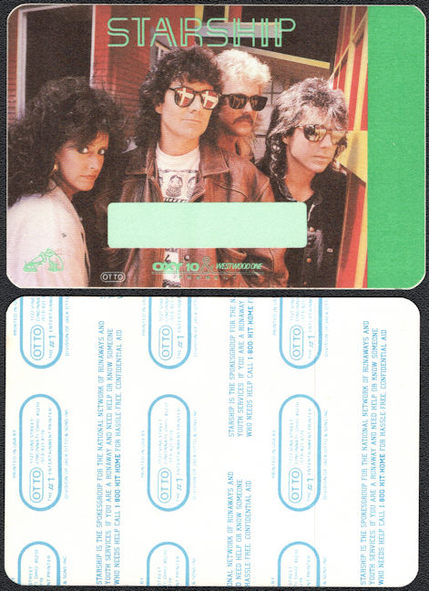 ##MUSICBP0198 - Starship OTTO Backstage Pass from the 1985/86 Knee Deep in the Hoopla Tour