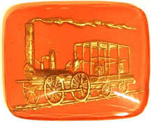 #BEADS0518 - Large 28mm Pink and Gold Intaglio Featuring an Old Steam Engine - As low as $1 each