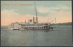 #UPaper135 - Unused Steamboat Postcard - Steamer St. Paul on Mississippi River - As low as $1 each