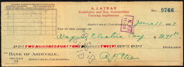 #UPaper171  - Check from a 1927 Studebaker and Star Automobile Dealership - Star Auto is rare