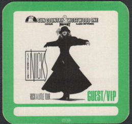 ##MUSICBP0191  - Square 1986 Stevie Nicks Rock a Little Tour OTTO Backstage Pass