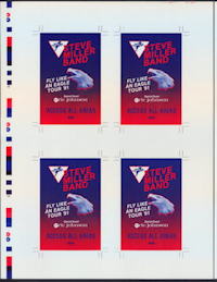 ##MUSICBQ0085  -  Rare Uncut Laminate Pass Sheet for Steve Miller Band  Fly Like an Eagle Tour