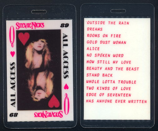 ##MUSICBP0116 - Stevie Nicks (Fleetwood Mac) Laminated Backstage Pass from the Other Side of the Mirror Tour