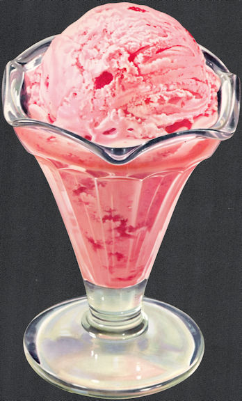 #SIGN249 - Large Diecut Diner Sign of Strawberry Ice Cream in a Fluted Glass Dish