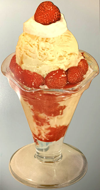 #SIGN262 - Large Diecut Diner Sign of a Strawberry Sundae with Whipped Cream in a Fancy Glass Cup