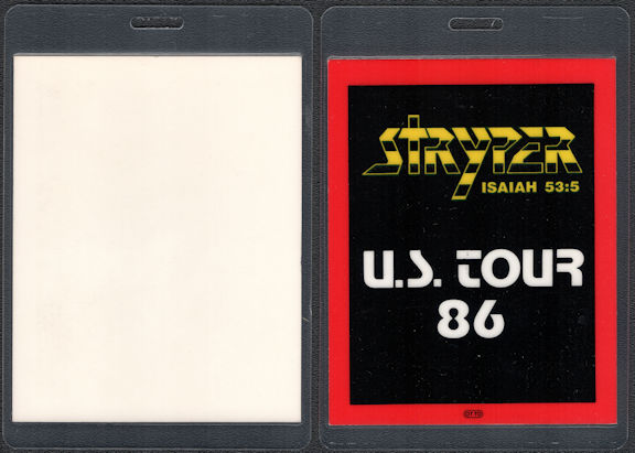 ##MUSICBP0845 - Stryper OTTO Laminated Backstage Pass from the 1986 To Hell with the Devil Tour