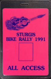 ##MUSICBP1150 - Super Rare Sturgis Festival OTTO Laminated All Access Backstage Pass from 1991 - Steppenwolf, Doobie Brothers - Glows Under Blacklight