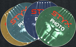 ##MUSICBP0747  - Group of 4 different Colored 1983 Styx OTTO Backstage Photo Passes from the Kilroy was Here Tour