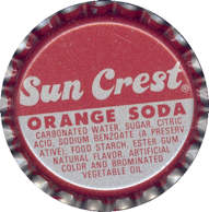 #BF055  - Group of 10 Sun Crest Orange Soda Plastic Lined Caps