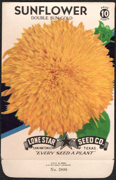 #CE031 - Double Sun Gold Sunflower Lone Star 10¢ Seed Pack - As Low As 50¢ each