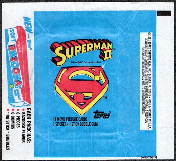 #TZCards268 - Group of 4 Waxed Card Pack Wrappers for the Superman II Movie
