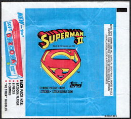 #TZCards268 - Group of 4 Waxed Card Pack Wrappers for the Superman II Movie