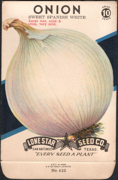 #CE066 - Sweet Spanish White Onion Lone Star 10¢ Seed Pack - As Low As 50¢
