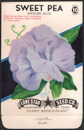 #CE037 - Spencer Blue Sweet Pea Lone Star 10¢ Seed Pack - As Low As 50¢