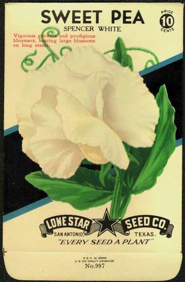 #CE037.1 - Spencer White Sweet Pea Lone Star 10¢ Seed Pack - As Low As 50¢