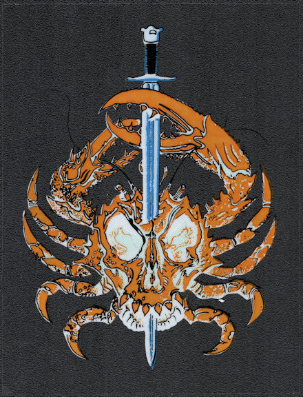 ##MUSICGD2047 - Grateful Dead Car Window Tour Sticker/Decal - Pictures a Crab with a Skull Body Pierced by a Sword