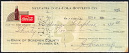 #CC351 - 1944 Coca Cola Check from the Sylvania, Georgia Plant