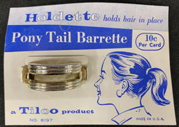 #CS583 - Tilco Holdette Pony Tail Barrettes on Display Card - Made in USA