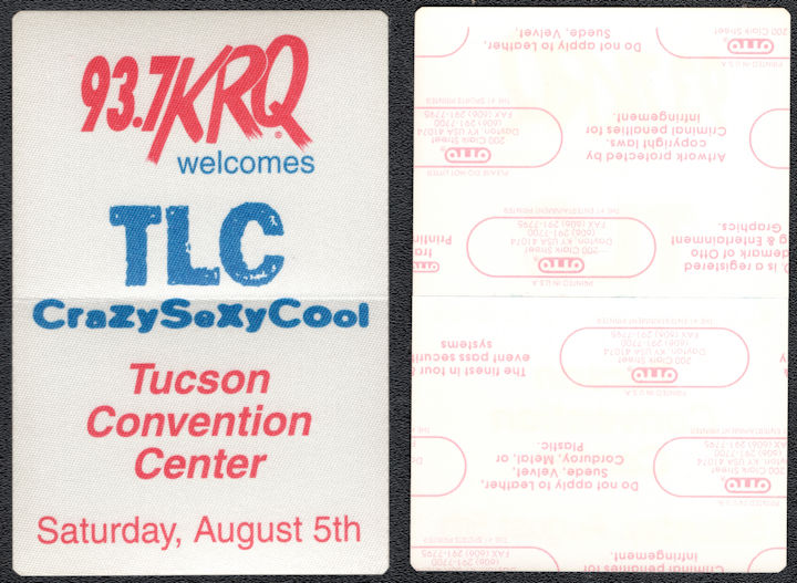 ##MUSICBP1078 - TLC OTTO Cloth Radio Pass From the 1994 Crazy Sexy Cool Tour at Tucson Convention Center
