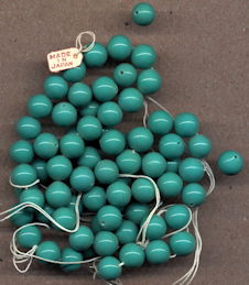 #BEADS0766 - Group of 72 10mm Solid Turquoise Colored Glass Cherry Brand Beads