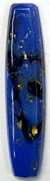 #BEADS1026 - Very long 30mm Blue Base Glass Cabochon with Black Streaks and Goldstone