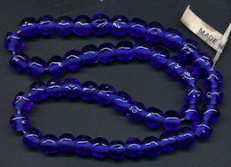 #BEADS0792 - Strand of 50 Cherry Brand 8mm Transparent Cobalt Glass Beads