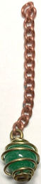 #BEADS0998 - Fancy Caged Bead Metal and Copper Tassel with Jade Colored Glass Bead - Japan