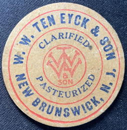#DC307 - Ultra Rara W. W. Ten Eyck & Son Milk Bottle Cap - New Jersey