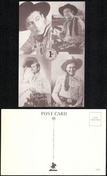 #TZCards288 - Group of 3 Pacific Ocean Park 1¢ Cowboy Arcade Cards Featuring Gary Cooper and Tex Ritter