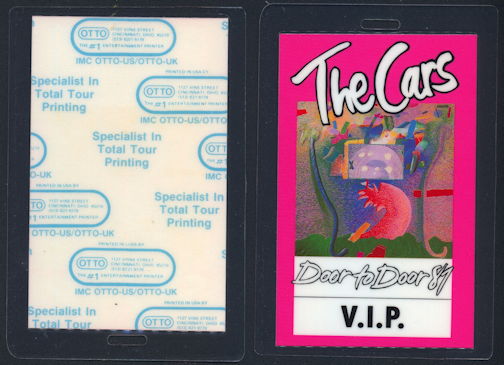 ##MUSICBP0354  - The Cars 1987 Door to Door Tour Laminated Backstage Pass - Pink V.I.P. Version