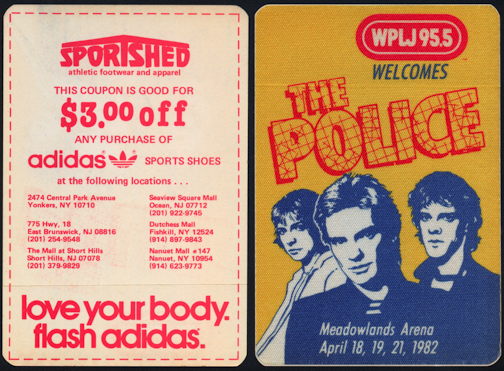 ##MUSICBP0099  - 1982 The Police at Meadowlands Arena OTTO Cloth Backstage Pass - WPLJ Radio Pass